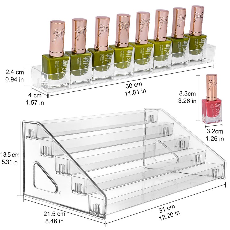 JessLab Nail Polish Organizer Sunglass Organizer, 5-Tier Clear Acrylic Acrylic Display Rack Eyeglasses Storage Essential Oil Holder Cosmetic Display Case Sunglasses Eyewear Shelf Tray - Image 2